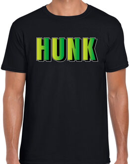 Bellatio Decorations Hunk t-shirt zwart met groene letters voor heren