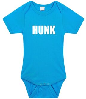 Bellatio Decorations Hunk tekst baby rompertje blauw jongens - Kraamcadeau - Babykleding 56 (1-2 maanden)