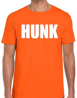 Bellatio Decorations Hunk tekst t-shirt oranje heren