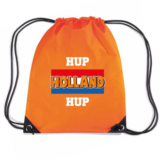 Bellatio Decorations Hup Holland hup voetbal rugzakje / sporttas met rijgkoord oranje