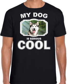 Bellatio Decorations Husky honden t-shirt my dog is serious cool zwart - heren - siberische Huskys liefhebber cadeau shirt 2XL