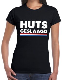 Bellatio Decorations HUTS geslaagd cadeau t-shirt zwart voor dames 2XL - Feestshirts