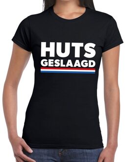Bellatio Decorations HUTS geslaagd met vlag cadeau t-shirt zwart dames