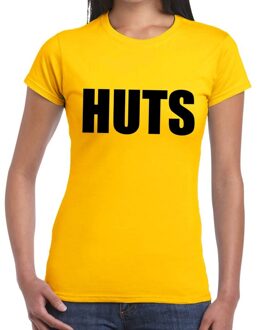 Bellatio Decorations HUTS tekst t-shirt geel dames XS