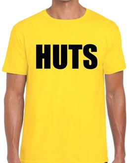 Bellatio Decorations HUTS tekst t-shirt geel heren
