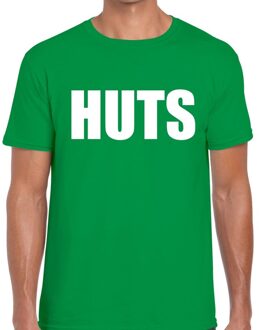 Bellatio Decorations HUTS tekst t-shirt groen heren 2XL