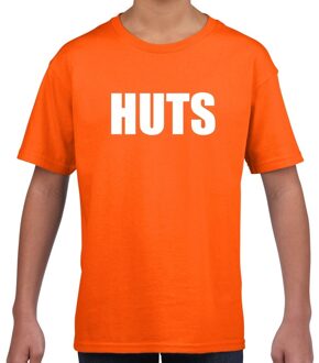 Bellatio Decorations HUTS tekst t-shirt oranje kids - kids shirt HUTS - oranje kleding L (140-152)