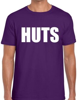 Bellatio Decorations HUTS tekst t-shirt paars heren