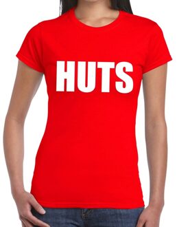 Bellatio Decorations HUTS tekst t-shirt rood dames XS