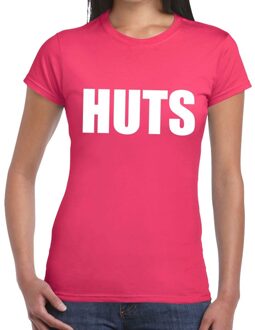 Bellatio Decorations HUTS tekst t-shirt roze dames 2XL