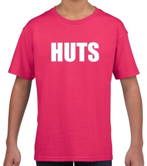 Bellatio Decorations HUTS tekst t-shirt roze kids