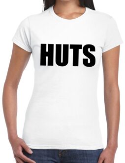Bellatio Decorations HUTS tekst t-shirt wit voor dames