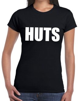 Bellatio Decorations HUTS tekst t-shirt zwart dames