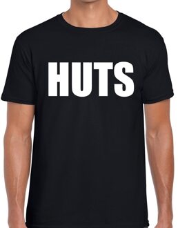 Bellatio Decorations HUTS tekst t-shirt zwart heren
