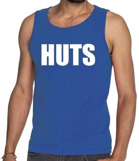 Bellatio Decorations HUTS tekst tanktop / mouwloos shirt blauw 2XL