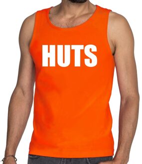 Bellatio Decorations HUTS tekst tanktop / mouwloos shirt oranje heren - heren shirt HUTS 2XL