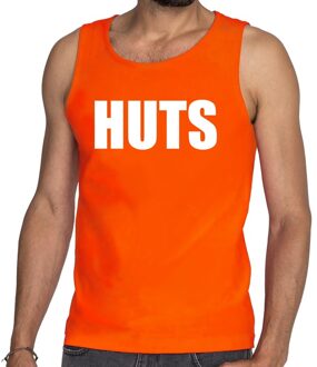 Bellatio Decorations HUTS tekst tanktop / mouwloos shirt oranje voor heren