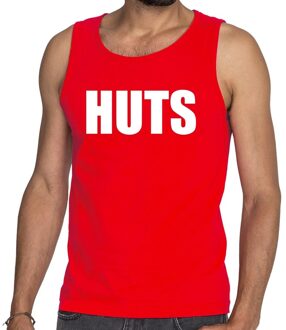 Bellatio Decorations HUTS tekst tanktop / mouwloos shirt rood v