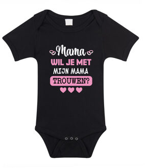 Bellatio Decorations Huwelijksaanzoek baby rompertje - Mama/Mama - zwart - pride bruiloft/trouwen 68 (4-6 maanden)