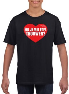 Bellatio Decorations Huwelijksaanzoek t-shirt Wil je met papa trouwen zwart kinderen
