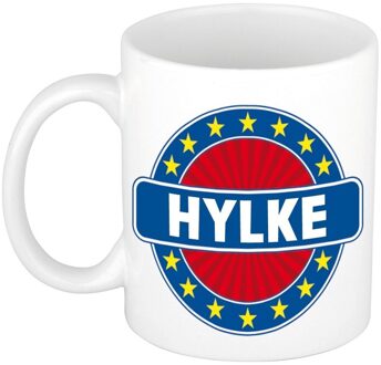 Bellatio Decorations Hylke voornaam koffiemok - beker - wit/blauw - 300 ml - Cadeau - Heren - Collega - Vaderdag Multi