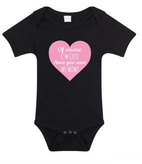 Bellatio Decorations I am cute have you seen my mom cadeau baby rompertje zwart jongen/meisje 80 (9-12 maanden)