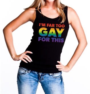 Bellatio Decorations I am far too gay for this gaypride tanktop/mouwloos shirt dames XL