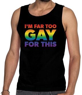 Bellatio Decorations I am far too gay for this gaypride tanktop/mouwloos shirt zwart M
