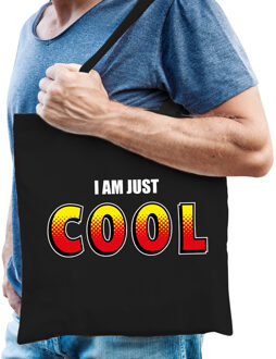 Bellatio Decorations I am just cool tas / shopper zwart katoen heren - Feest Boodschappentassen