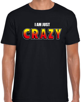 Bellatio Decorations I am just crazy fun t-shirt zwart voor heren