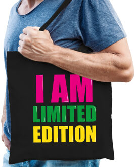 Bellatio Decorations I am limited edition cadeau tas zwart voor heren - Feest Boodschappentassen