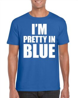 Bellatio Decorations I am pretty in blue tekst t-shirt blauw heren 2XL