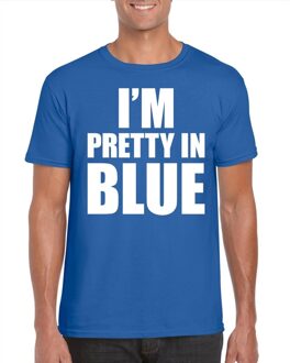 Bellatio Decorations I am pretty in blue tekst t-shirt blauw heren