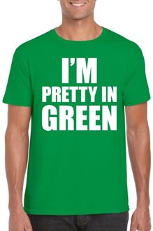 Bellatio Decorations I am pretty in green tekst t-shirt groen heren 2XL