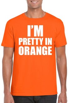 Bellatio Decorations I am pretty in orange tekst t-shirt oranje heren