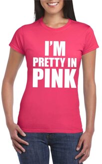 Bellatio Decorations I am pretty in pink shirt roze dames XS - Feestshirts