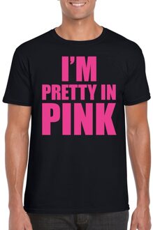 Bellatio Decorations I am pretty in pink shirt zwart heren 2XL - Feestshirts