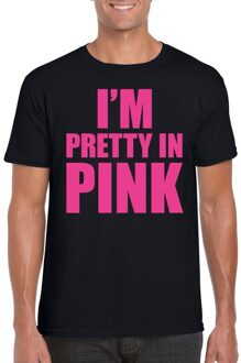 Bellatio Decorations I am pretty in pink shirt zwart heren L - Feestshirts