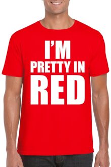 Bellatio Decorations I am pretty in red tekst t-shirt rood heren