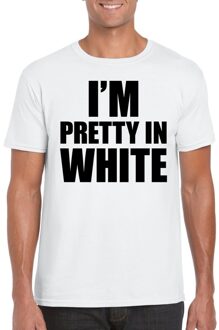 Bellatio Decorations I am pretty in white tekst t-shirt wit heren 2XL