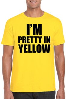 Bellatio Decorations I am pretty in yellow tekst t-shirt geel heren 2XL