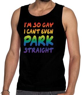 Bellatio Decorations I am so gay i cant even park straight - pride thema - tanktop shirt - zwart - heren
