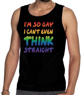 Bellatio Decorations I am so gay i cant even think straight tanktop zwart heren 2XL