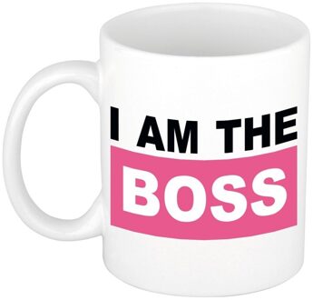 Bellatio Decorations I am the boss koffiemok / beker - roze - 300 ml - keramiek - dames - wie is de baas