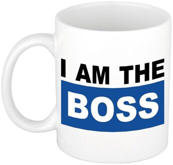 Bellatio Decorations I am the boss mok / beker blauw 300 ml