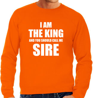 Bellatio Decorations I am the King Koningsdag sweater / trui oranje voor heren M