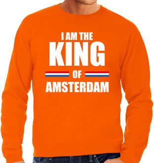 Bellatio Decorations I am the King of Amsterdam Koningsdag sweater / trui oranje voor heren