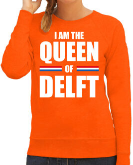 Bellatio Decorations I am the Queen of Delft Koningsdag sweater / trui oranje voor dames 2XL