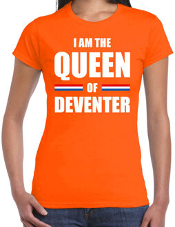 Bellatio Decorations I am the Queen of Deventer Koningsdag t-shirt oranje voor dames M