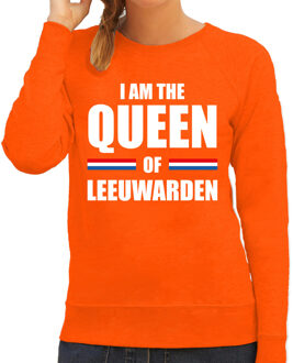 Bellatio Decorations I am the Queen of Leeuwarden Koningsdag sweater / trui oranje voor dames L